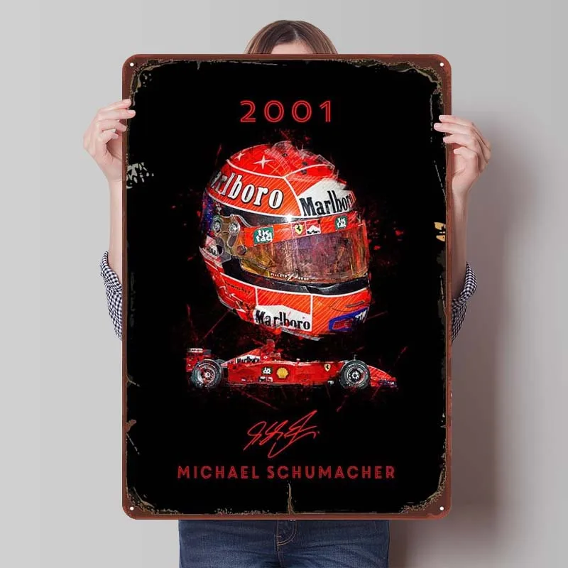 Michael Schumacher Metal Sign Sports Poster Bar Decoration Room Customizable Tinplate Signs for Wall Art Decoration Interior