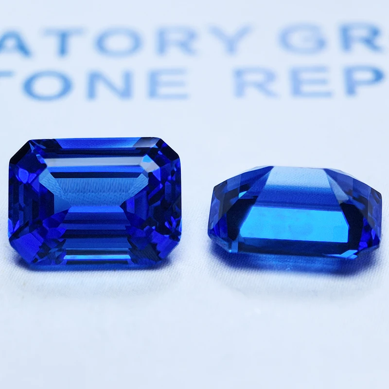 Lab Grown Cobalt Spinel Emerald Cut Blue Demon Color Charms Gemstones for Diy Jewelry Making Material Selectable AGL Certificate