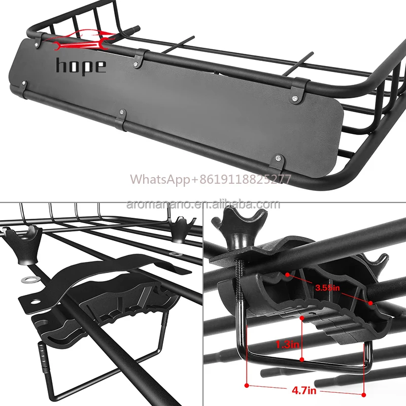 Rooftop Cargo Carrier Basket with Waterproof Bag Tie Down Strap, Net, Rack Extension Car Top Luggage Holder Heavy Duty Roof Rack