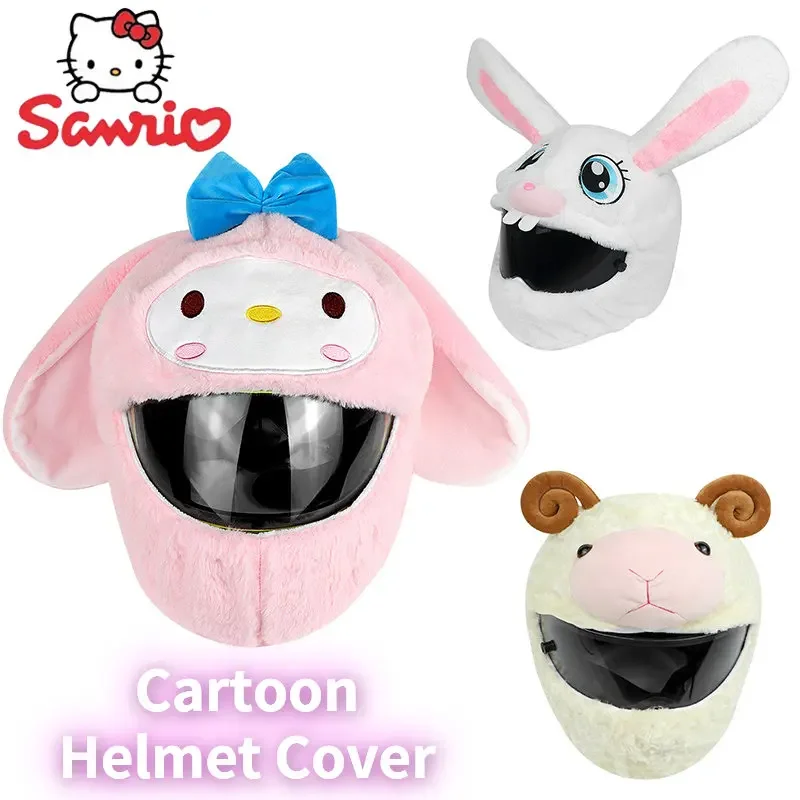

Sanrio Melody Women's Cartoon Plush Helmet Cover Kawaii Anime Girls Motorcycle Helmet Protective Cover Bicycle Helmet Decoration