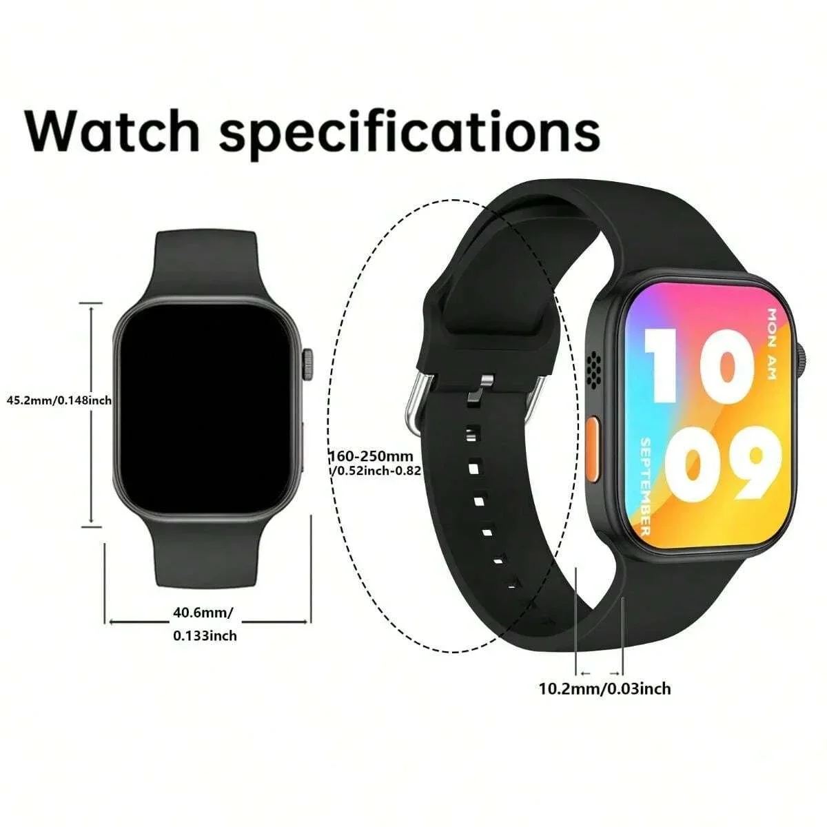 Relógio inteligente com tela HD de 2,02 polegadas, chamadas sem fio, papéis de parede personalizados, compatível com Android/iOS. Fitness, alertas, controle de música.