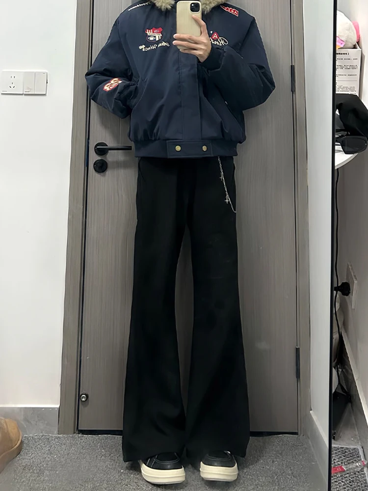 

Bla Cleanfit Flared Casual Pants Men's Autumn Winter Drapey High-End Feeling Fce-Lined Straight Leg Pants