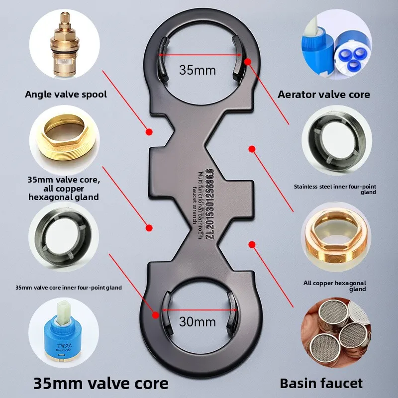Multifunctional Stainless Steel Faucet Spool Wrench Thickened Extender Heavy Duty Hot Cold Faucet Plumbing Repair Tool for Home view 5