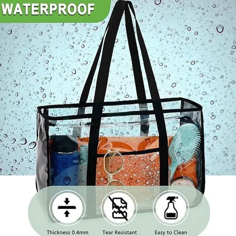 Ultra Large Capacity Zipper Transparent Waterproof Shoulder Wash Shopping Bag PVC Jelly Multifunctional Bag for Men and Women