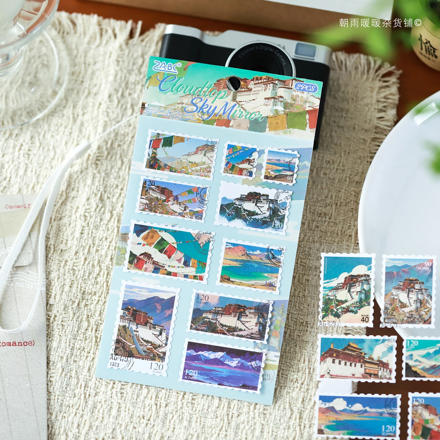 Chinese City Stamp Stickers with High Aesthetic Value, Artistic Oil Painting Patterns, DIY Journal and Phone Case Decoration Stickers