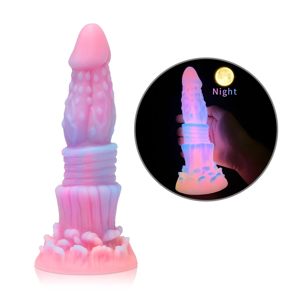 

New Luminous Dildos Colourful Glowing Huge Dragon Monster Penis Anal Butt Plug Adult Toys Soft Dildo with Suction Cup Women