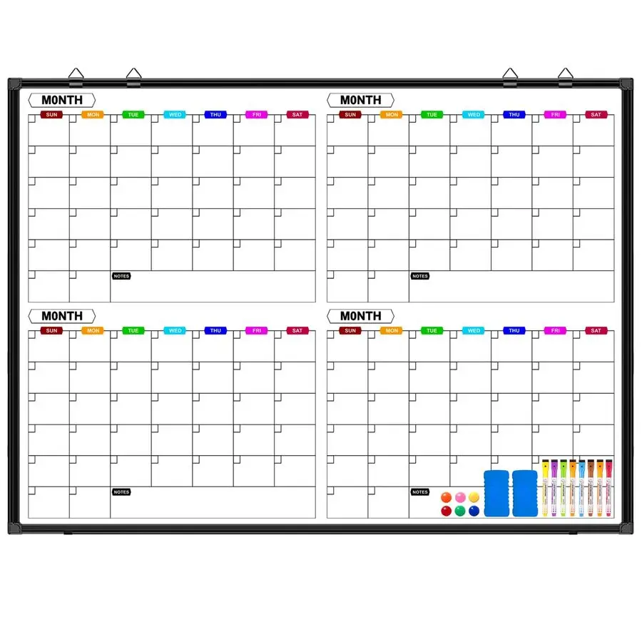 

Whiteboard for Wall 48 x 36, Magnetic 4 Month Dry Erase Calendar for Wall, Dry Erase Board for Home School and Office Organizati