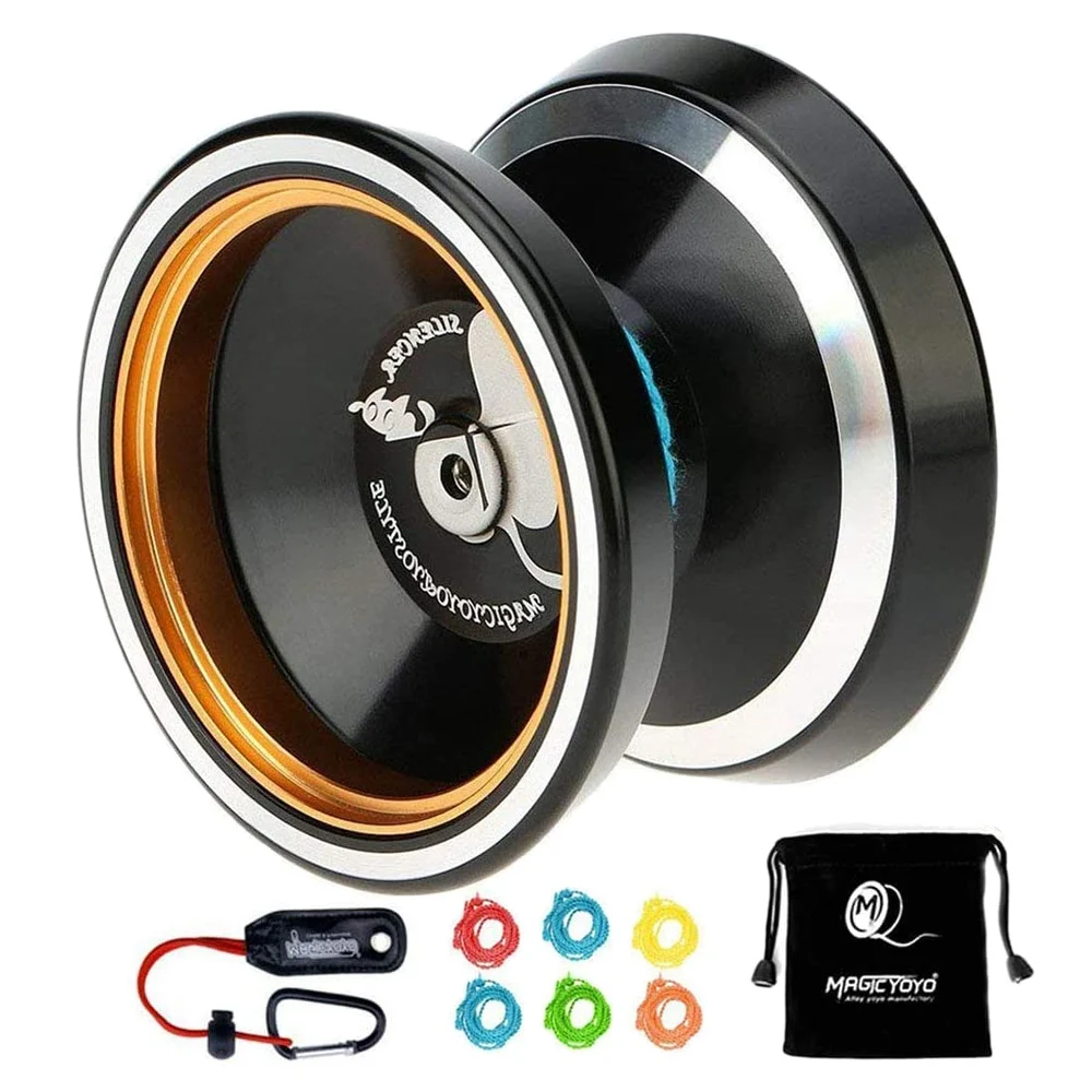 

MAGICYOYO Professional Non-Responsive Yoyo M001-B,Alloy Aluminum Yoyo with Metal Ring Intermediate Yoyo+Extra 5 String+Bag