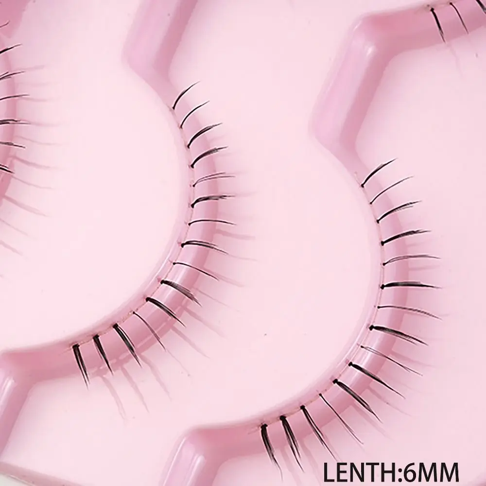 5pairs Natürliche Ganze Paar Untere Wimpern Transparente Stiele DIY einteiliges Gefälschte Wimpern Kleine Teufel Wimpern Verlängerung Frauen