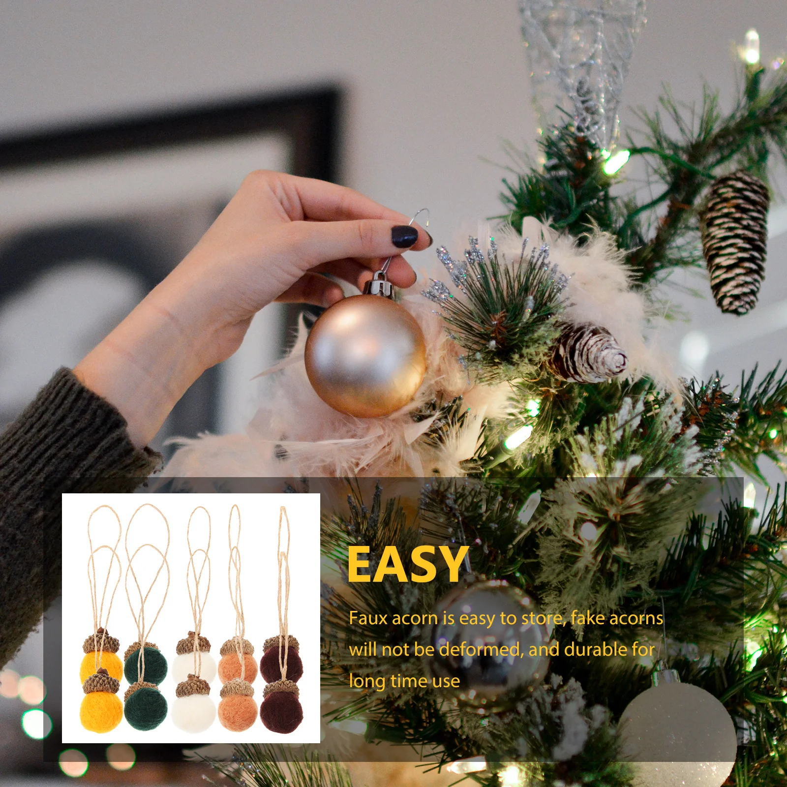 

25Pcs Artificial Acorn Decor Christmas Tree Hanging Faux Acorn Pendant for Holiday Party Home Office Wall Decorative Imitation