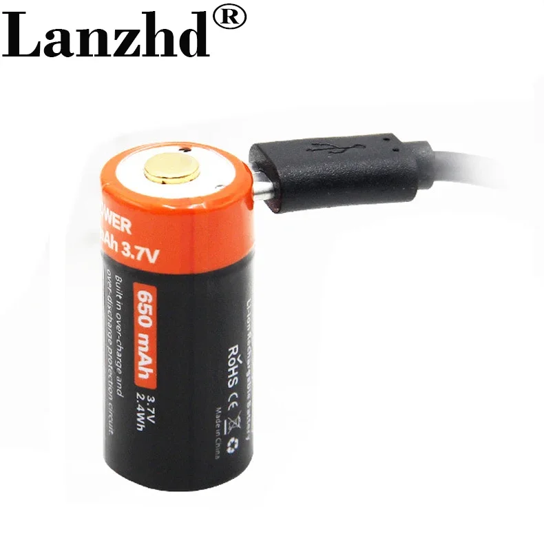 

Real Capacity 650mAh 16340 Rechargeable 3.7V Li-ion 16340 Batteries CR123A Battery For LED Flashlight For 16340 CR123A Battery