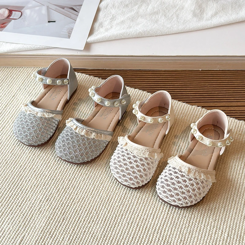 Girls Sandals 2026 Summer Children Shoes Woven Hollow Sandals For Girl Fashion Design Close-toed Sandals 21-30
