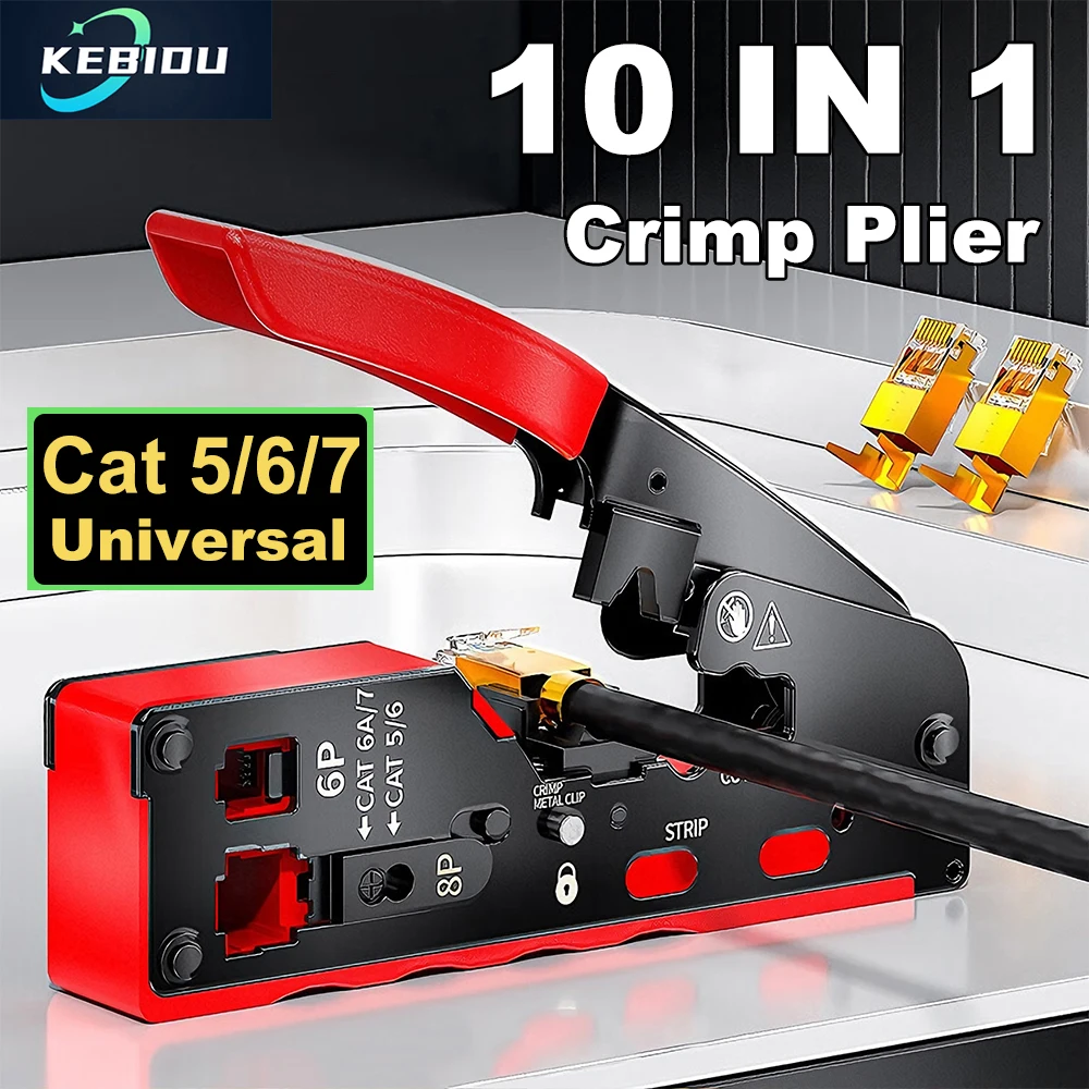 

Kebidu RJ45 CAT7 6a 6 5e обжимные клещи обжимной инструмент для зачистки проводов резка вертикальные обжимные клещи для сетевого кабеля с лезвиями
