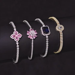2024 New Arrival Unique Design Pink Gold Blue Silver Color Bracelet Bangle for Women Valentine's Day Gift Jewelry Wholesale Z56