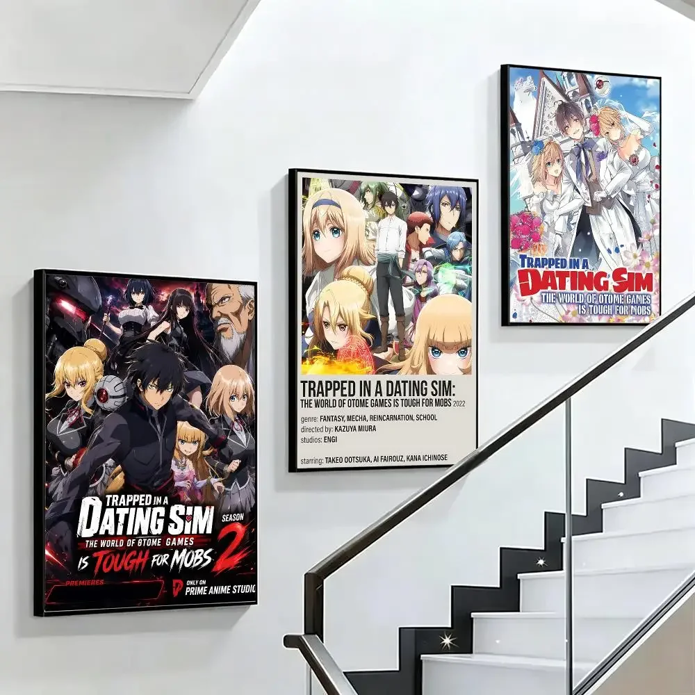 Trapped in a Dating Sim HD poster black and white simple home decoration suitable for living room bedroom corridor and gift