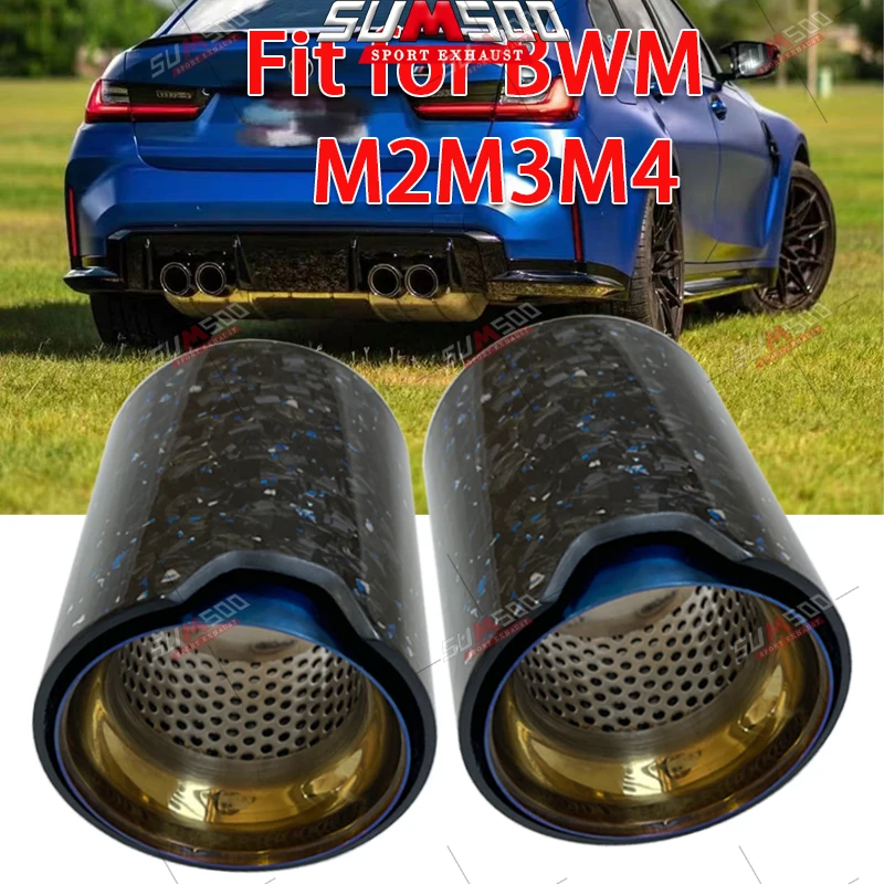 

1 шт. синяя фольга золото кованая 1 шт. подходит для M2 F87 M3 F80 M4 F82 F83 модифицированная выхлопная труба Подходит наконечники глушителя из углеродного волокна