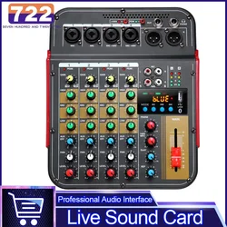 M 4 6-Channel Mixing Console Audio Mixer Outdoor Conference Audio Bluetooth-compatible Reverb Audio processor Sound Card Karaoke