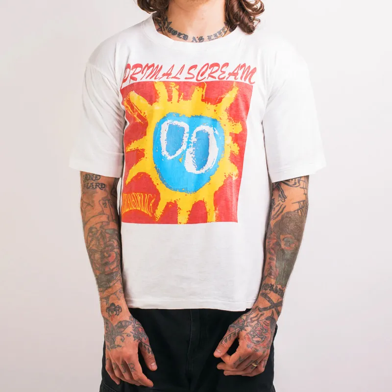 Camiseta Casual de Lujo para Hombre y Mujer con el Logo Original de la Banda Primal Scream, Estilo Rock Ácido Británico de 1984, Top 2026