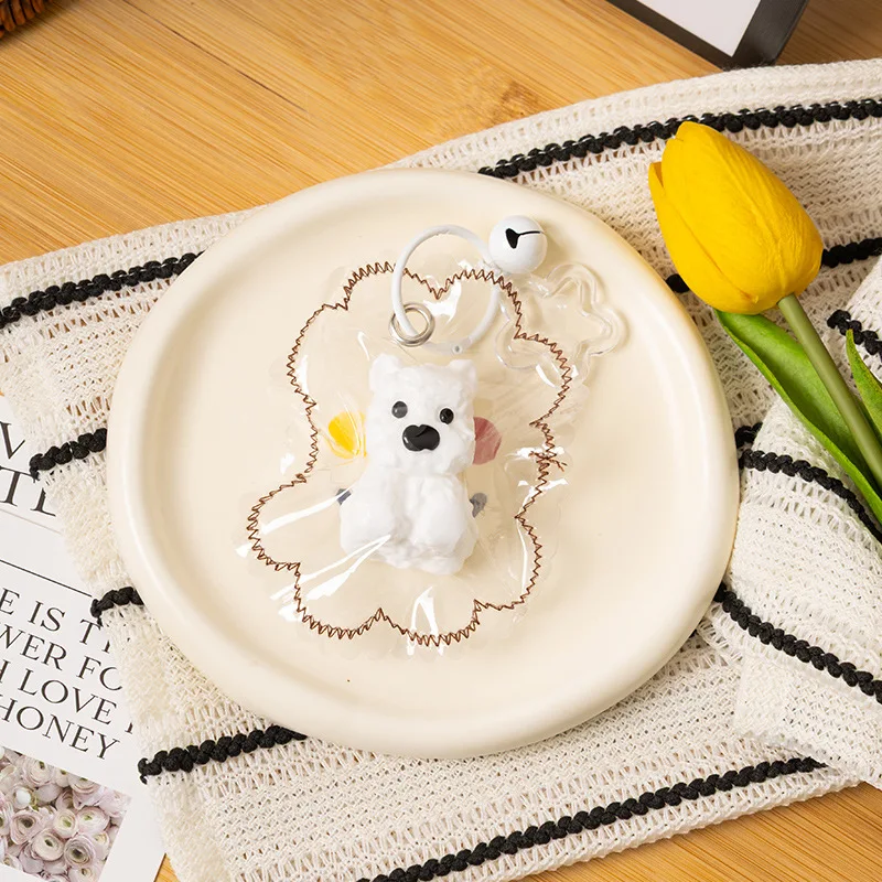 Soft Anti Stress Toy Silicone Puppy Dog Series Food-Grade Keyring Edge-Stitching Style Hand Relaxation Stress Relief Toy