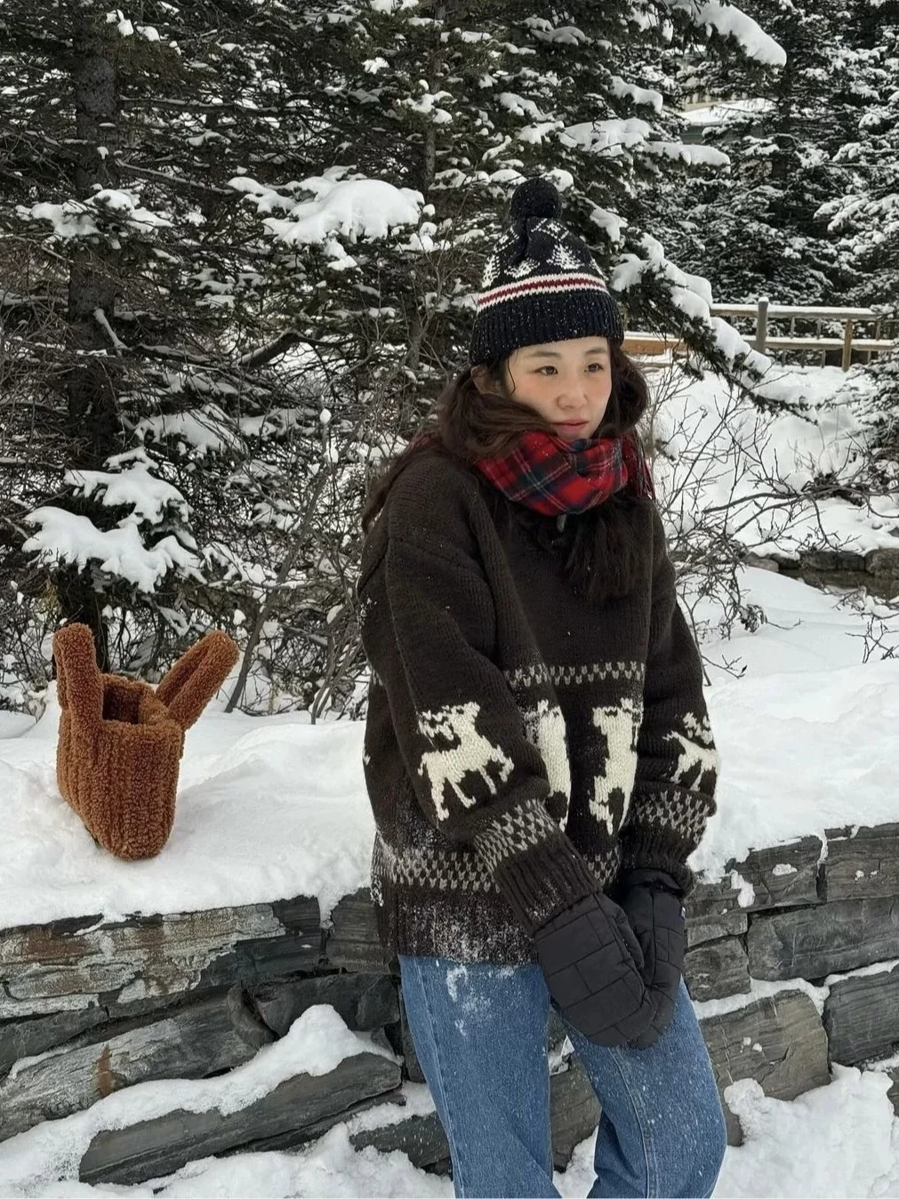 

Miss Candy Sienne Винтажный воротник Свободный повседневный вязаный свитер Cisas Aosphere с узором оленя Sweet Sle Осень-весна Fas...