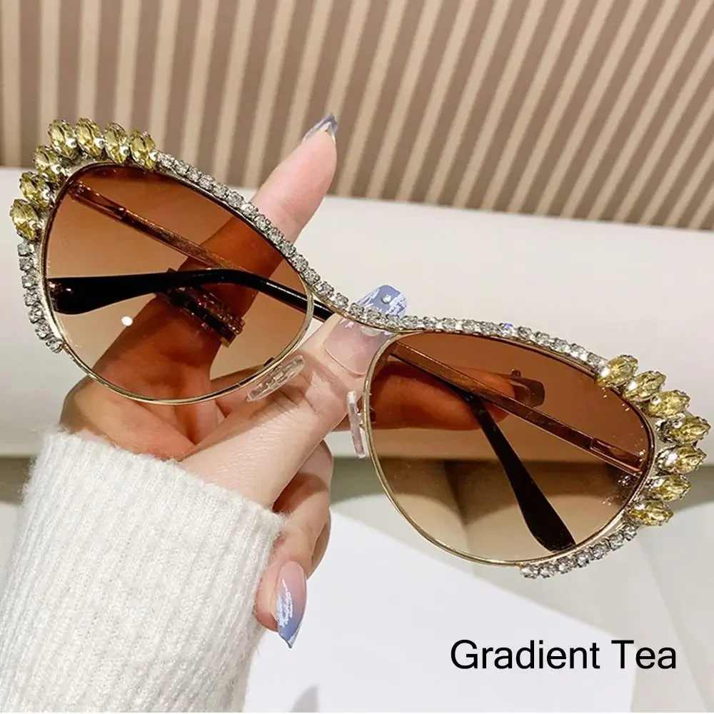 Peach Cat Eye Rhinestone Sun Glasses Shades Animal Bling Style Brown Amazon.com: COTIA Cat Eye Rhinestone Sunglasses for Women  main image 4