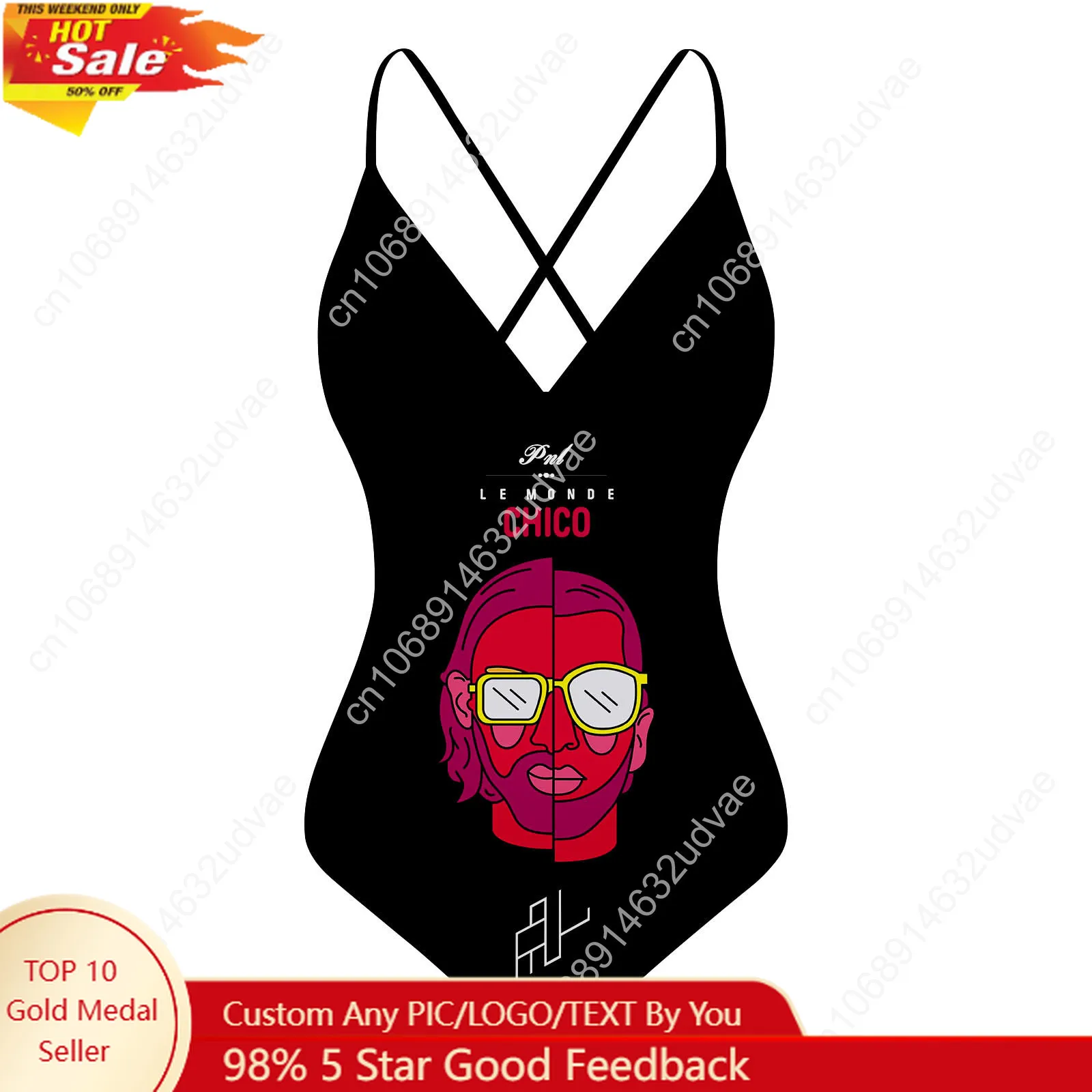 

Le Monde Chico V-neck Halter Back Swimsuit PNL Album French Rapper Womens Bathing Suits Custom Bikini Sexy Customized Swimwear
