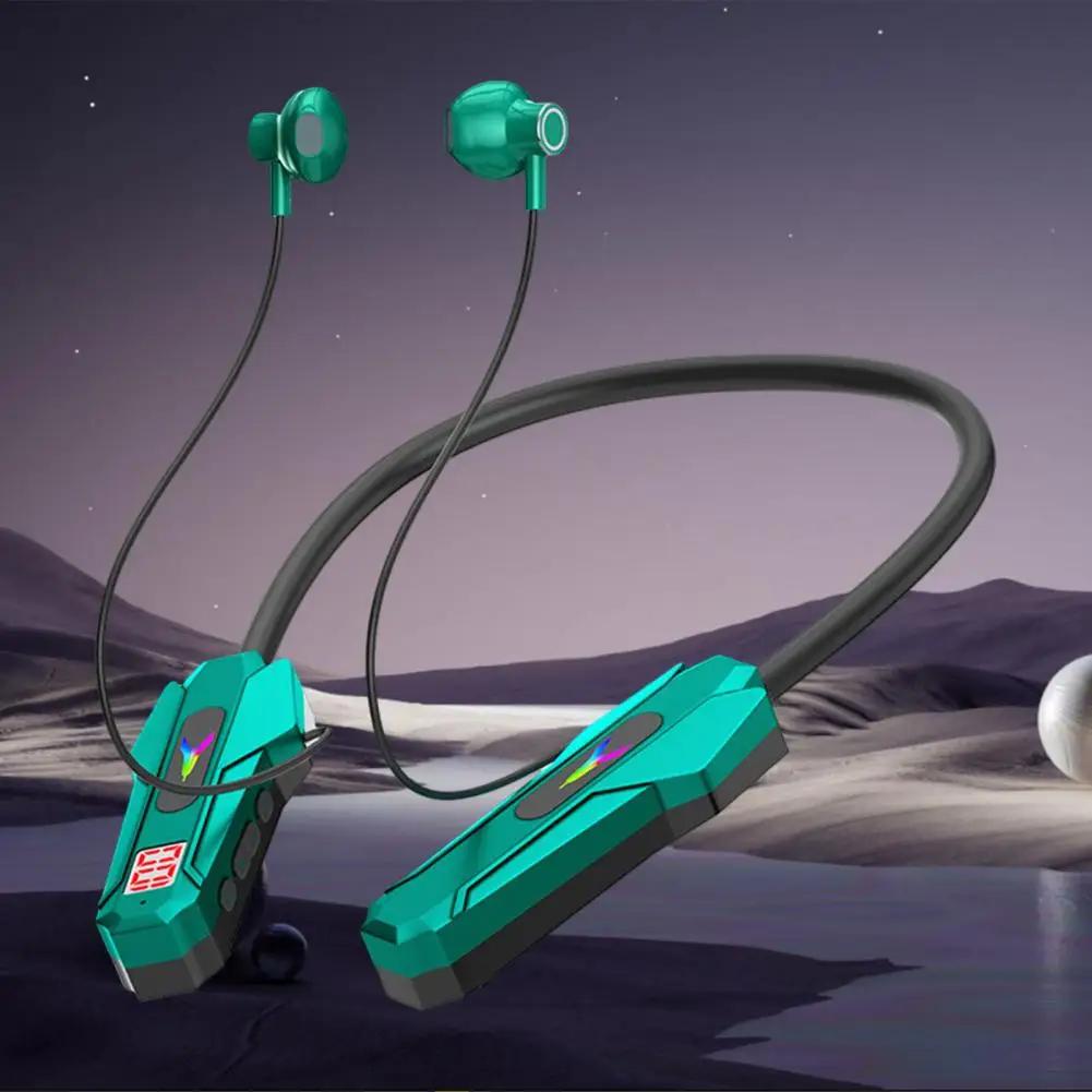 Игровые наушники, совместимые с Bluetooth, беспроводные наушники с шейным ободом, наушники с Rgb стабильной низкой задержкой, водонепроницаемые