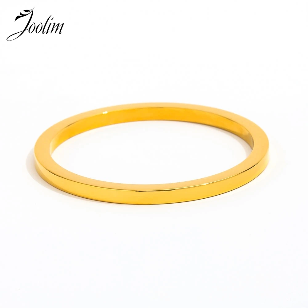 

Joolim Jewelry Wholesale High End PVD Waterproof Versatile Fashion Minimalist Heavy Bangle Stainless Steel Bracelet for Women