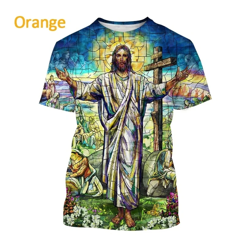 The Cross Fashion 3D T-shirt About Jesus Love Everone Christian Men\'s T-shirt New Arrived Summer O Neck Short Sleeve Loose Tops