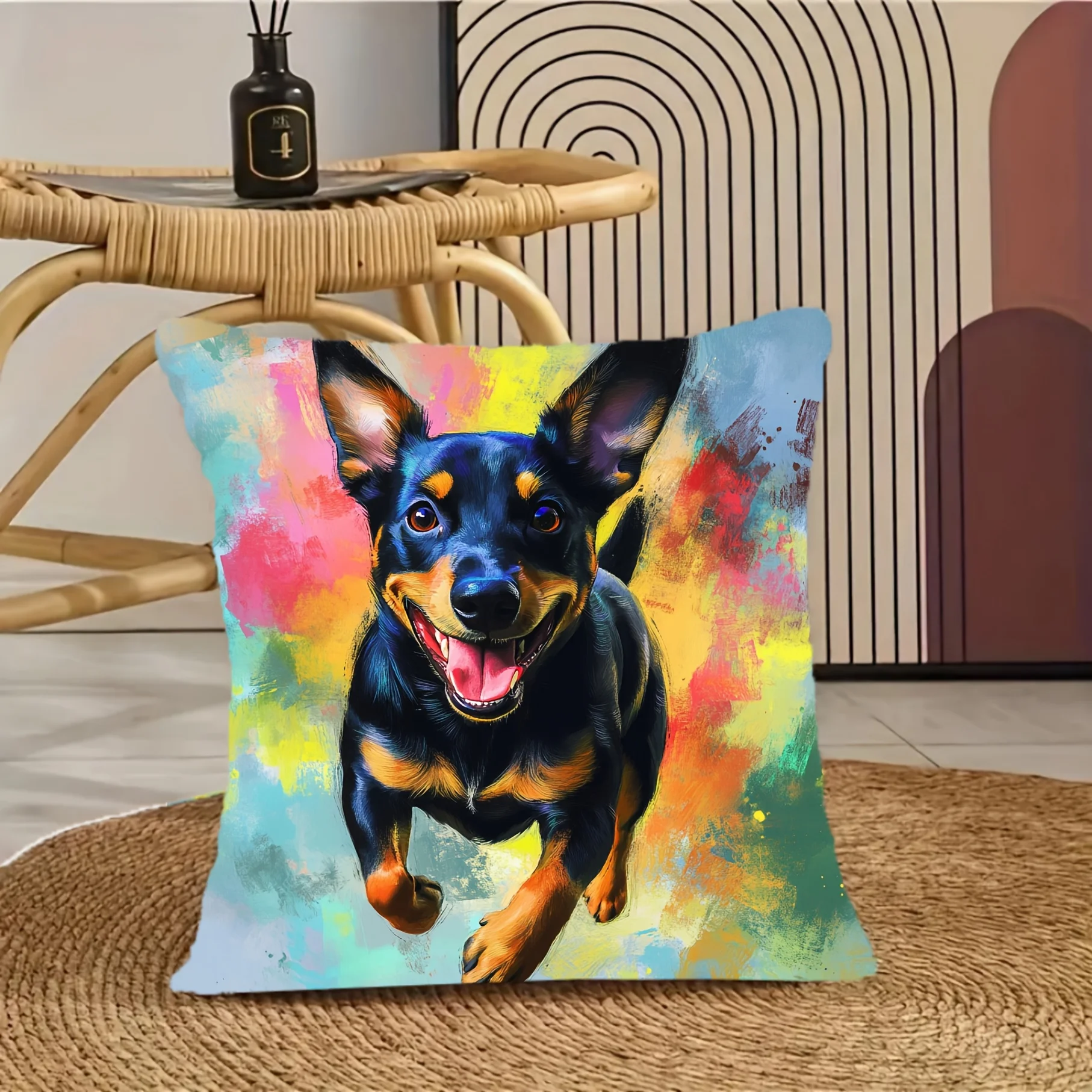 High Quality Dog Art Pillowcase Throw Pillow Cover 40x40cm Abstract Watercolor Dog Lover Home Decor Gift Pet