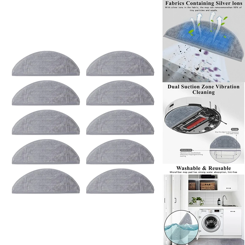 

8PCS Mop Cloth For Roborock S8 Pro Ultra / S8+ / S8 Robot Vacuum Dual Vibrations Washable Reusable Microfiber Pads Replacement