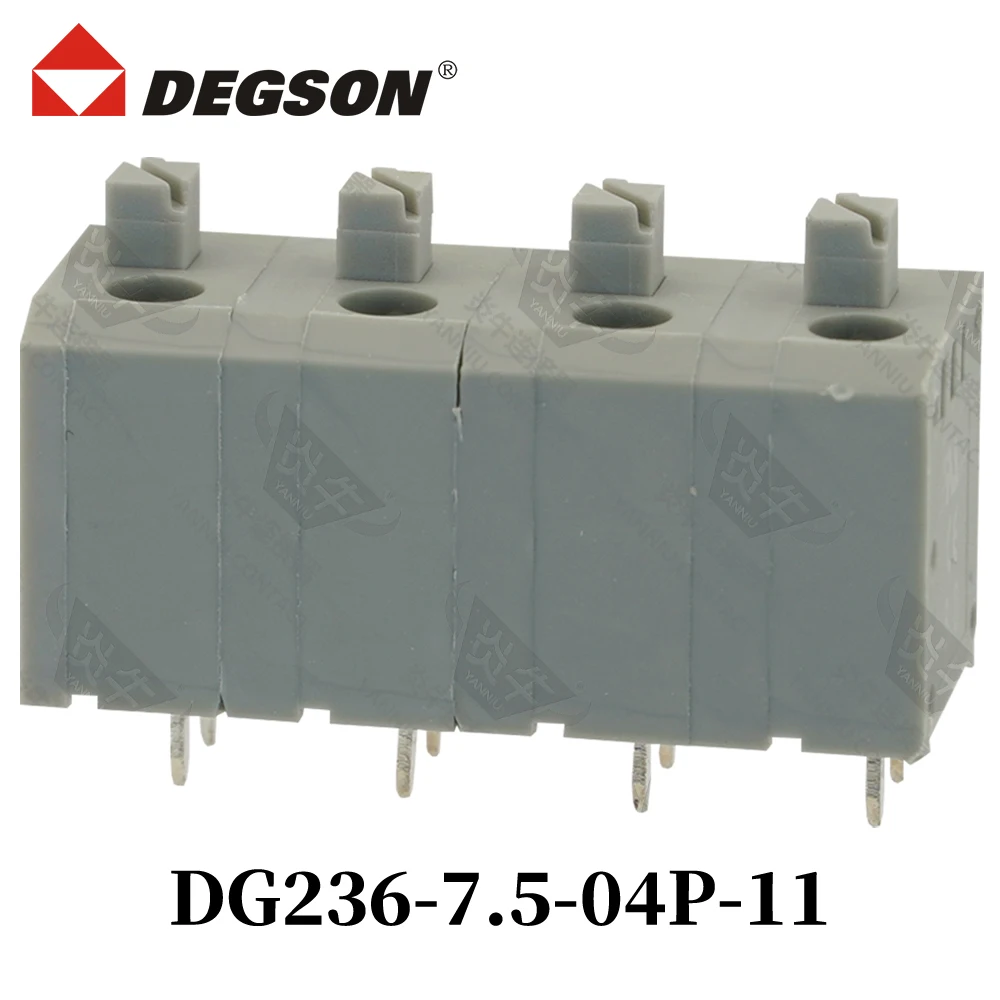 10Pcs DEGSON DG236-7.5-02P-14-00ZH Spring Type PCB Terminal Blocks grey  KFDG236 2P-12P UL94V-0 Phoenix  Contact 17.5A 250V