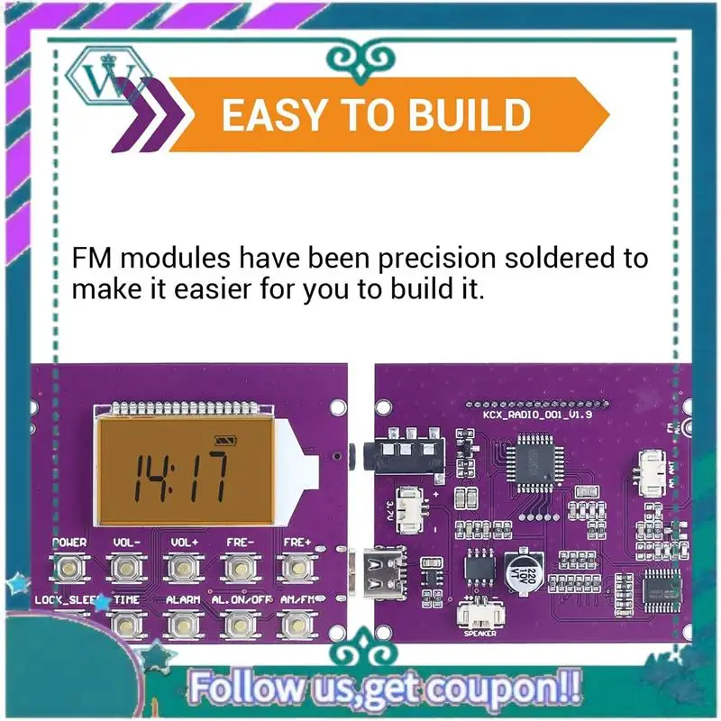 ترقية لتقوم بها بنفسك طقم راديو رقمي راديو رقمي شاشة الكريستال السائل تجميع عدة FM 87-108MHZ مع ساعة للطلاب الجذعية تعلم التدريس #2