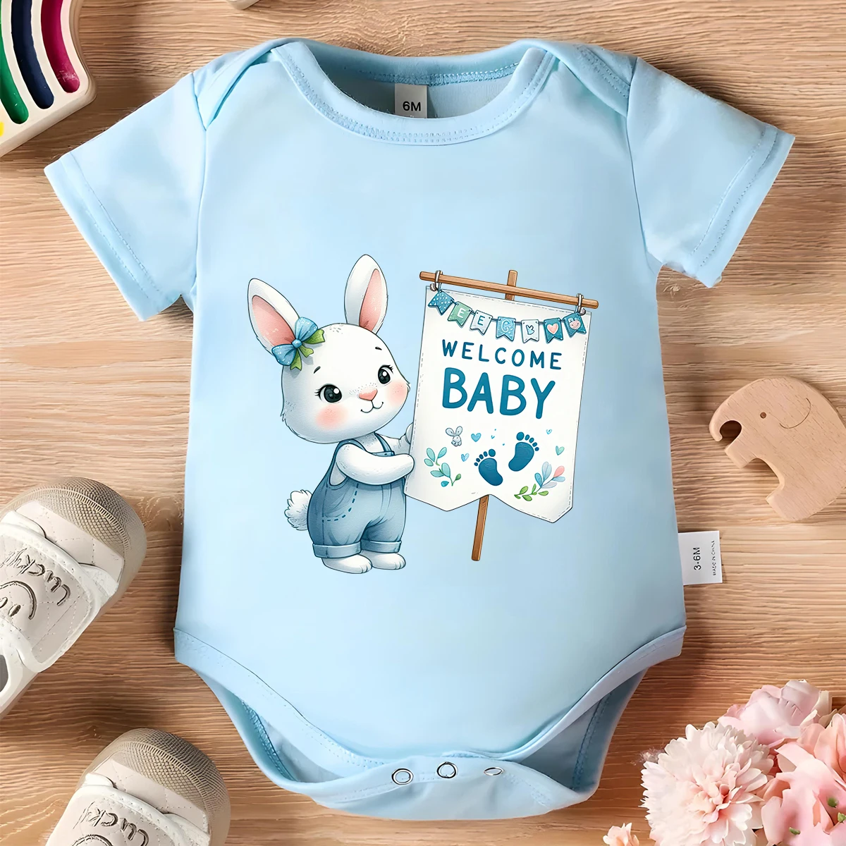 

Welcome Baby 100% Cotton Baby Clothe Baby Onesie Bodysuit Cute Print for 0 To 12 Months Newborn Short Sleeves Romper