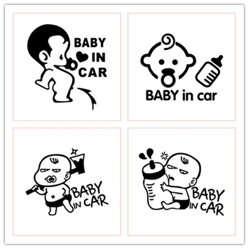 Baby on Board Warn Decals Cool Cartoon Boy Girl Images in Car Styling Vinyl Stickers Auto Accessories Waterproof Decorative Film