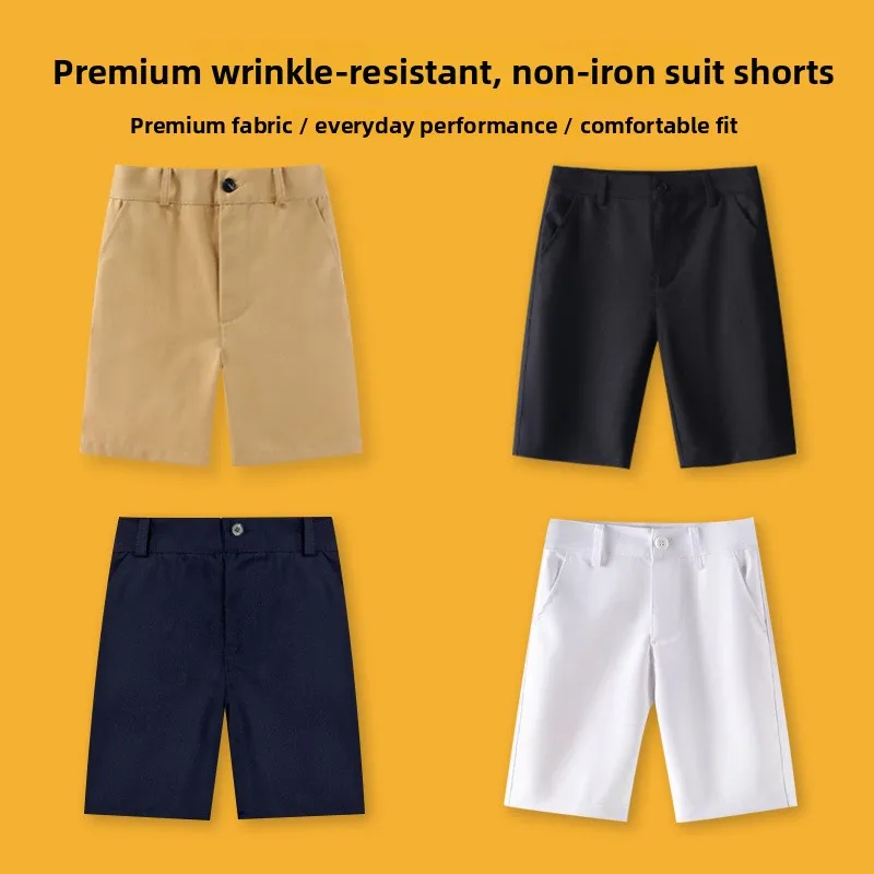

Children's Suit ort Pants Anti-Wrinkle No-Iron Royal Blue Boys' Five-Quarter Bla Pants School Performance Pants