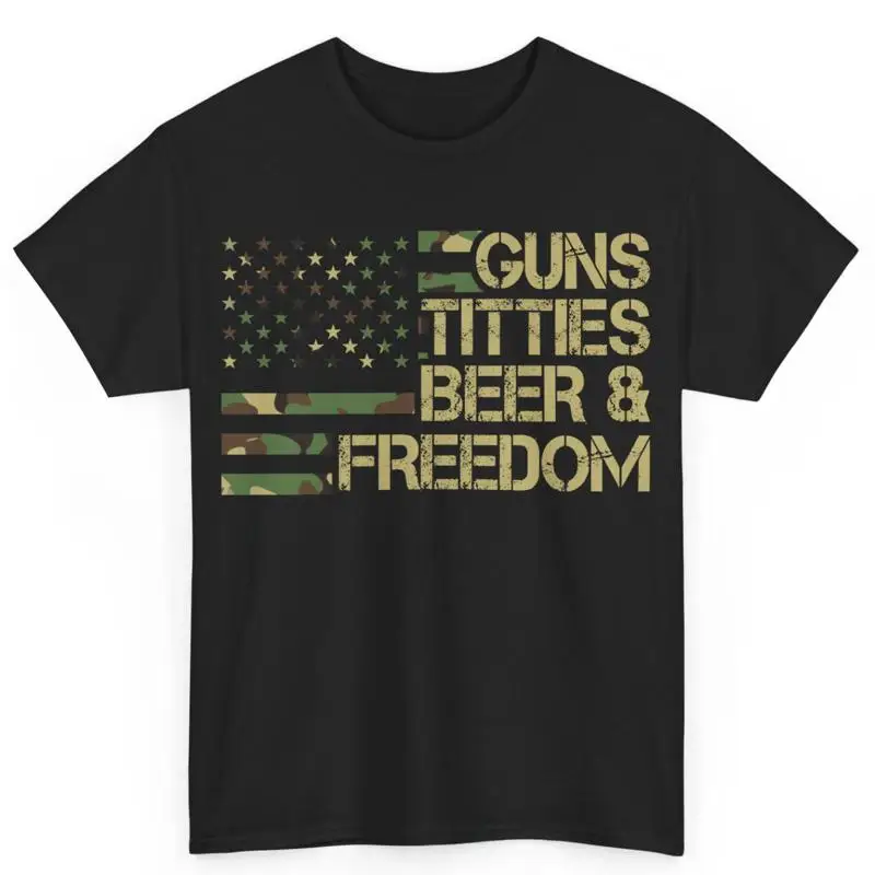 

Guns Titties Beer Freedom American Flag Camouflage 2Nd Amendment Men'S T Shirt