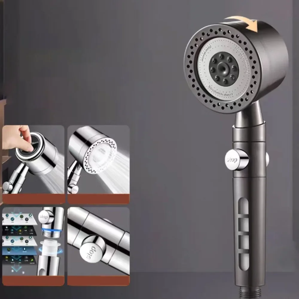 

New 5-mode High Pressure Water-saving Filter Shower Head Handheld Shower Head One-button Stop Bathroom Accessories Set
