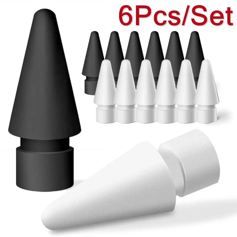 

6PCS Black Replacement Tips for Apple Pencil 1st 2nd Gen Universal Wear-resistant Sensitivity Nibs for iPencil 2/1 Precision Tip