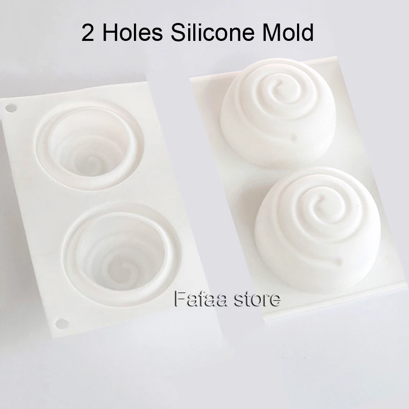 Round Whirlpool Silicone Soap Mold 2 Cavities Mousse Cake Mould Handmade Soap Molds DIY Craft Mould