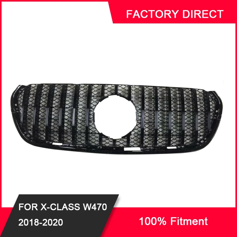 X470 GT Replacement Upper Bumper Hood Vent Mesh Car Racing Grill Front Grille For Mercedes Benz X-Class 2018-2020 W470 Body Kit