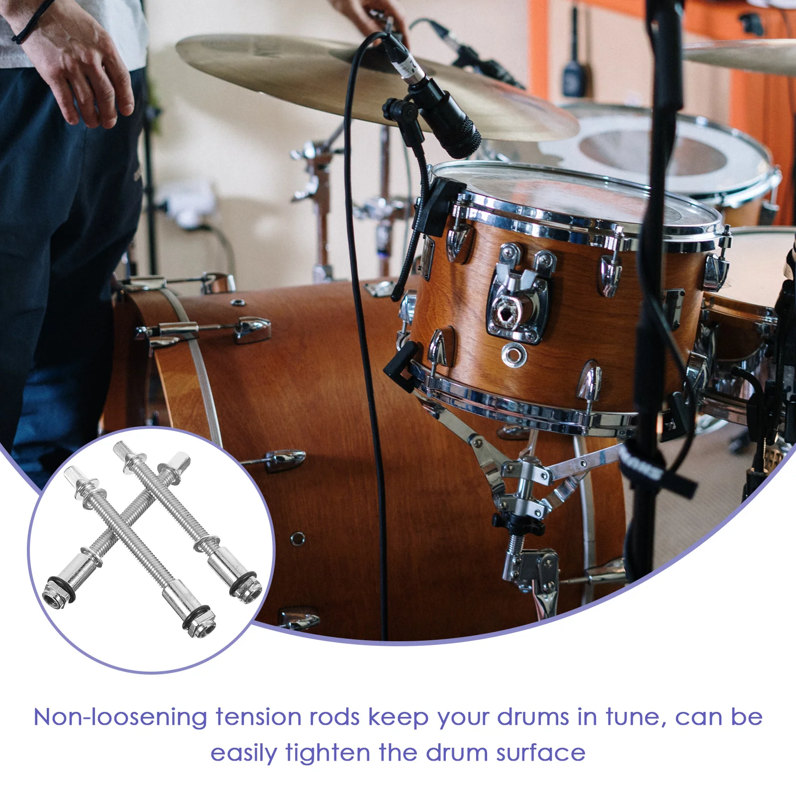 

6 Pcs Drum Screw Fittings Bass Accessories Replacement Parts Roller Washers Instrument Metal Percussion and