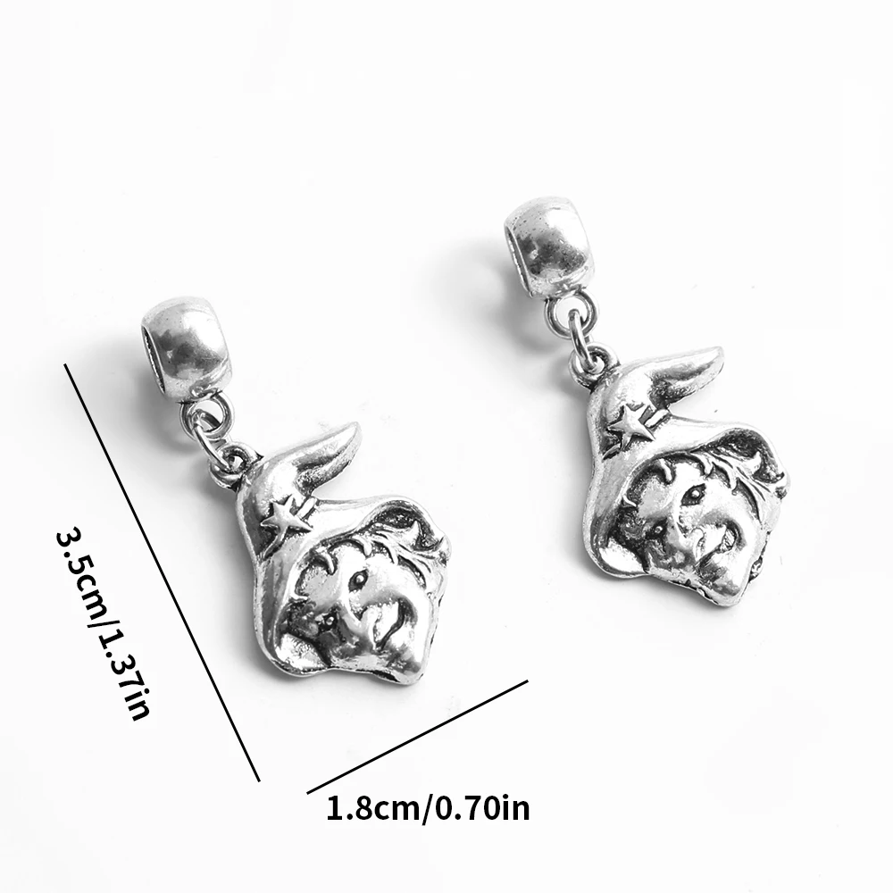 7-Piece Set of Niche Magic-Style Handmade Accessories, Large Hole Beads Connecting Wizard Face-Shaped Pendants, Suitable for DIY Bracelets, Necklaces, Earrings, and Pendants, Basic Materials for Niche DIY Jewelry