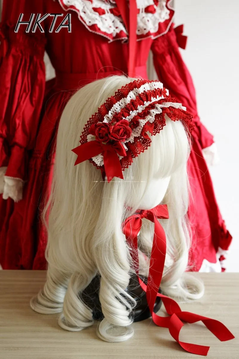 

2025 Kawaii Multi Layer Lace Lolita Color Matching Cotton Headband Women Sweet Cute Elegant Bow Hair Accessories Hair Clips Girl