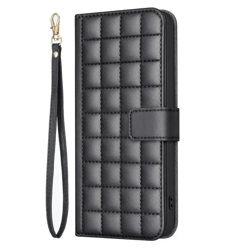 3D Checkered Pattern Wallet Bag Leather Case For Xiaomi Redmi 14C 13C 12 Redmi14C Note 13 Pro Plus 5G Cases Magnetic Flip Cover