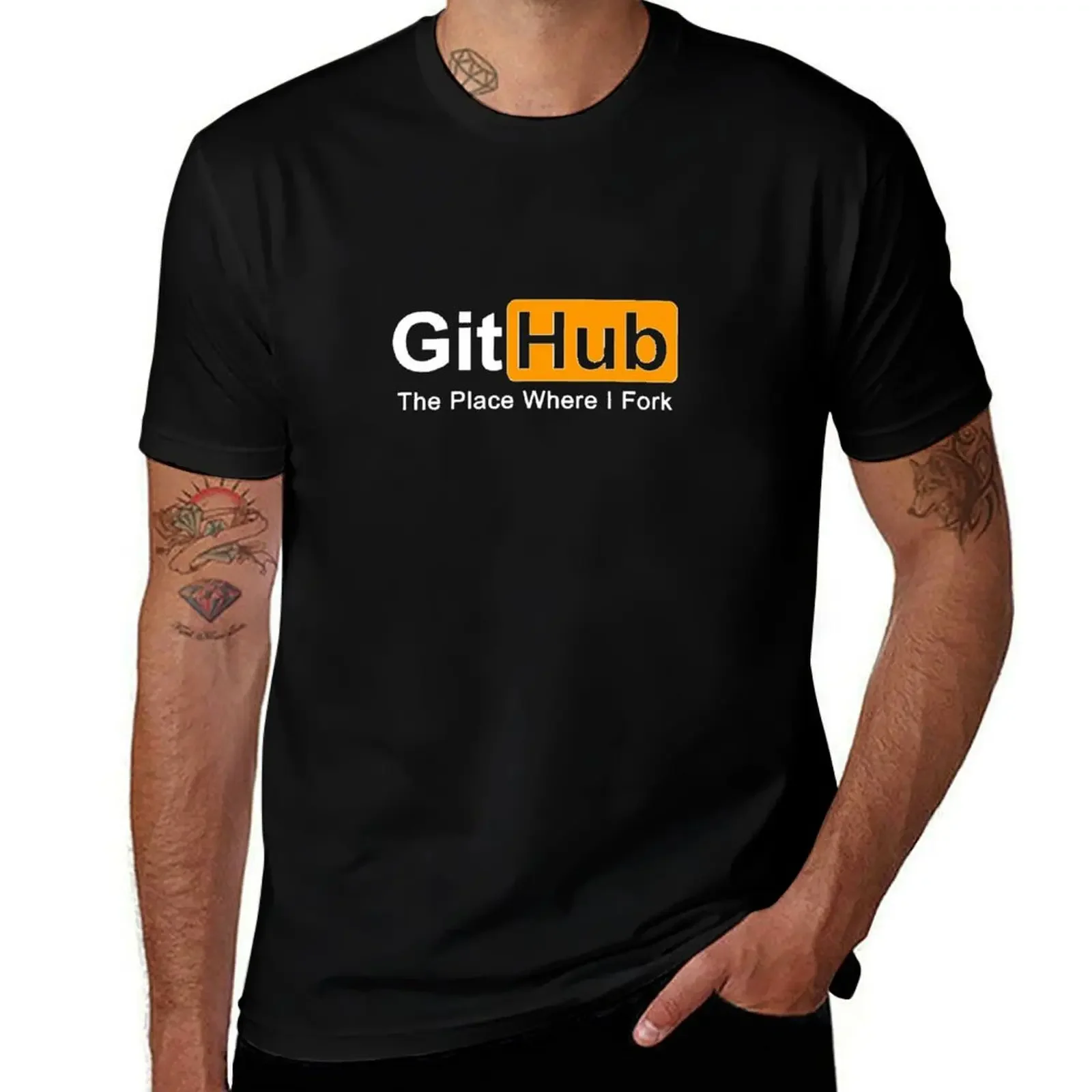 Github The Place Where I Fork Programming T-Shirt vintage t shirts anime clothes mens clothing