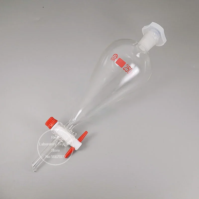 1pcs 30ml to 1000ml pear-shaped Clear And Thick Separating Funnel with glass/PTFE Piston for Lab experiment