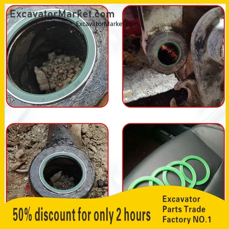 Excavator bucket shaft oil seal, grease seal ring, dust ring, wear-resistant horse pull head, inner sleeve, bucket pin, grease