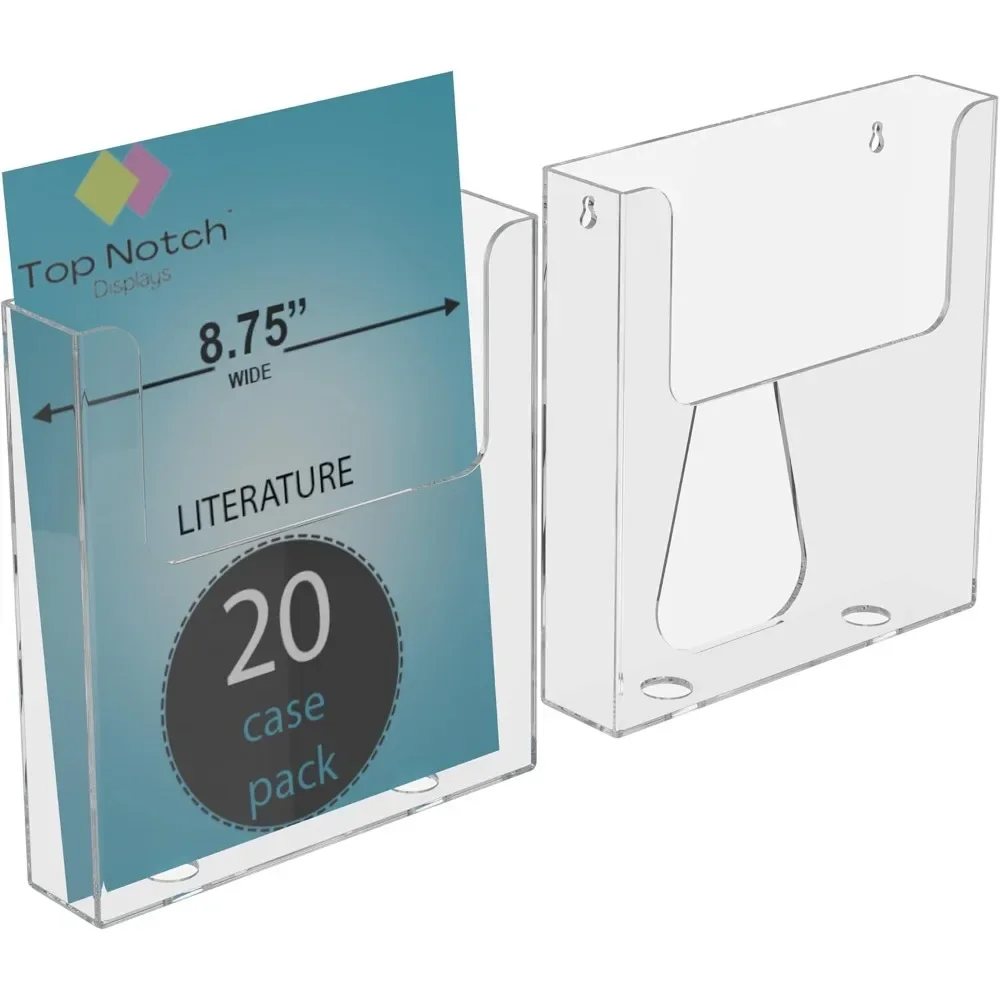 

Clear Acrylic Brochure Holder Wall Mount, Fits 8 1/2" x 11" Flyers, Brochures, and Magazines, Literature Organizer Rack for Offi