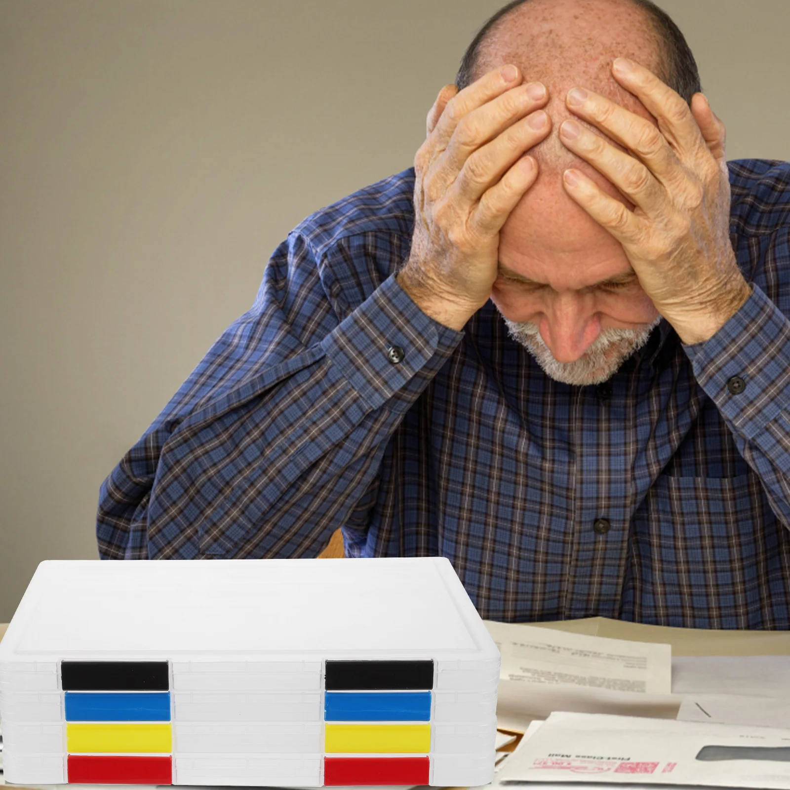 4Pcs Transparent File Box Multi-Function Organizer Wear-Resistant Stackable Document Storage Box File Document Holder